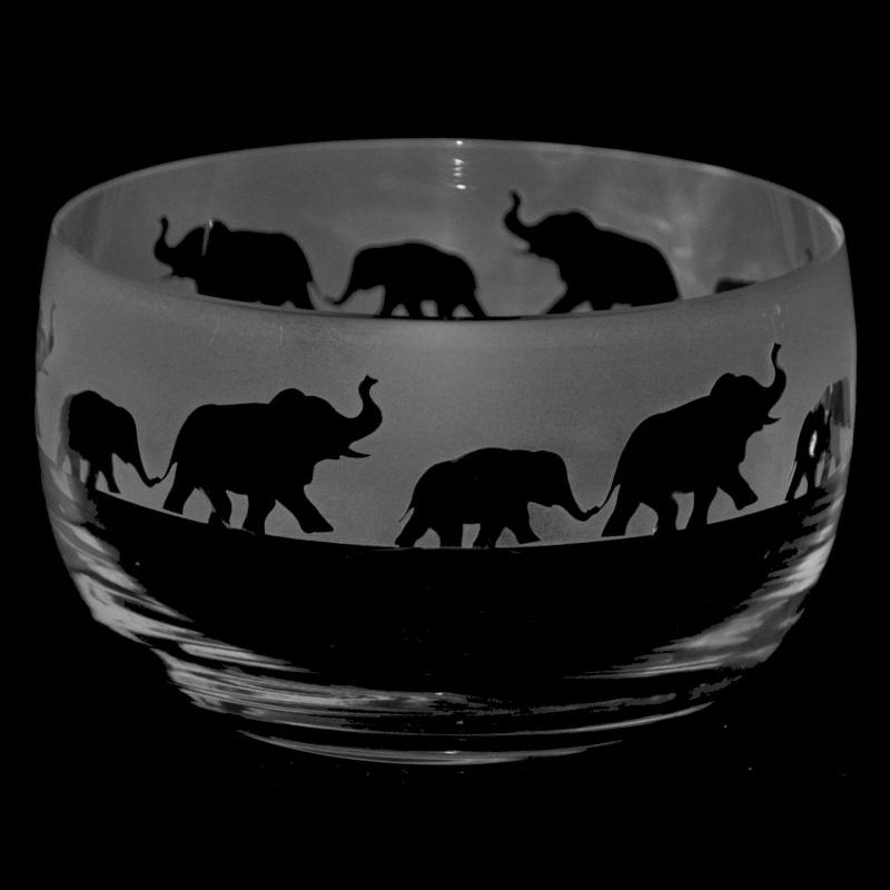 Elephant Milford Collection Animo Glass Pillar Candle Holder 