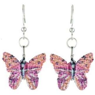 LE11 BUTTERFLY LEAF EARRINGS PINK