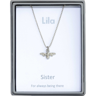 Sister Bee Sentiment Pendant Necklace (AS103)