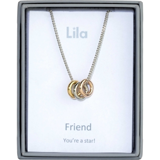 Friend 3 Rings Sentiment Pendant Necklace (AS106)