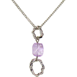 Irregular Hoops Amethyst Pendant Necklace (C3009)