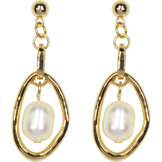 Irregular Hoop Pearl Earrings (C3010)
