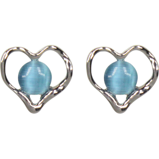 Irregular Heart with Blue Stone Earrings (C3012)