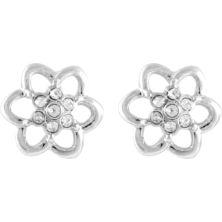 Flower Rhodium Stud Carded Earrings (C5013)