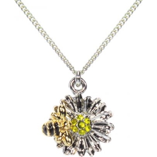 Bee Stud & Flower Pendant Necklace (H1909)