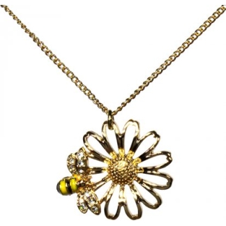 Bee Open Flower Pendant Necklace (H1910)