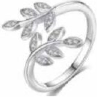 Sparkle Leaves Plat Adjustable Ring (K1014)