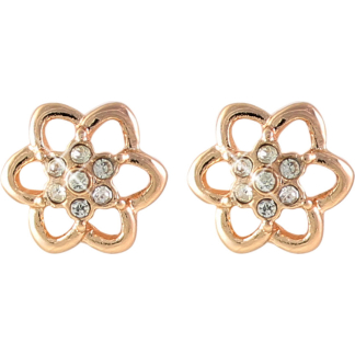 Flower Open Rose Gold Little Box Earrings (L1017)