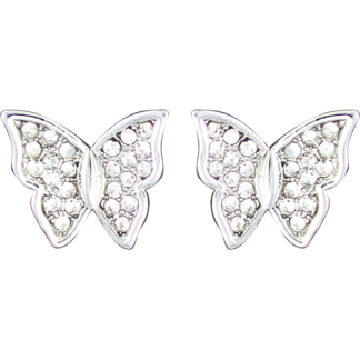 Butterfly Rhodium Little Box Earrings (L1022)