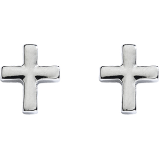 Cross Rhodium Little Box Earrings (L1055)