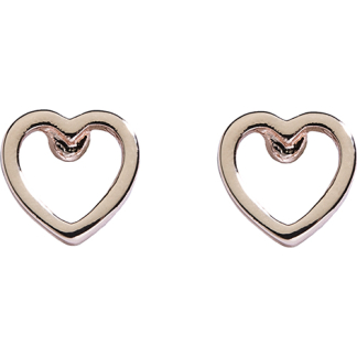 Open Heart Rose Gold Little Box Earrings (L1058)