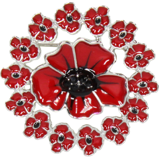 Wreath Large Centre Poppy Brooch (P1052)