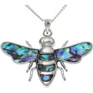 Bee Paua Shell Pendant Necklace (S1054)