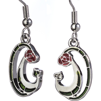 Curved Rose Mackintosh Earrings (T5005)
