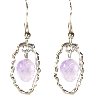 Irregular Oval Amethyst Earrings (C3006)