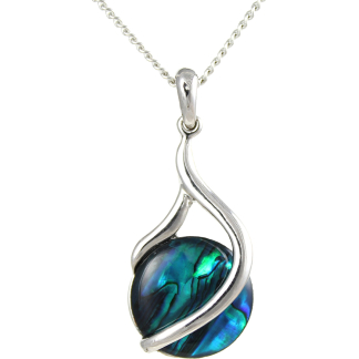 Globe Paua Shell Pendant Necklace (S1012)