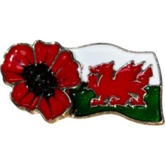 Welsh Flag Poppy Brooch (P1060)
