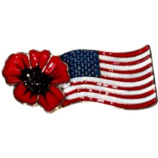 American Flag Poppy Brooch (P1065)