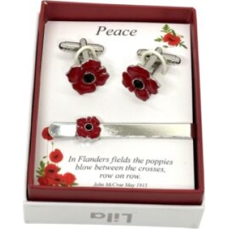 Poppy Cufflinks & Tie Pin Set (P5003)