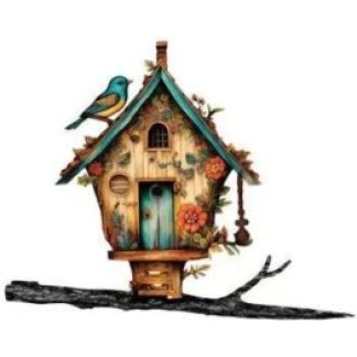 BIRDHOUSE WOODLAND CREATURE TREE STAKE