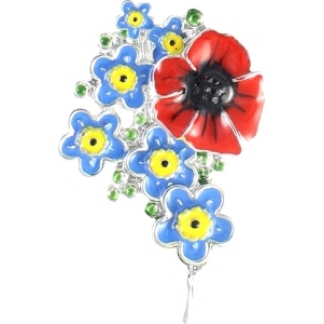 Poppy With Forget Me Nots Poppy Brooch (P1031)