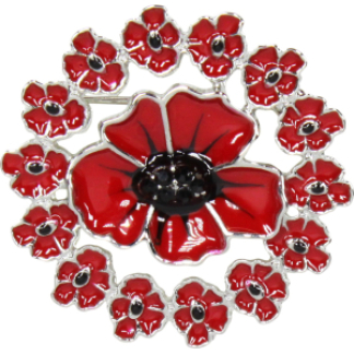 Wreath Large Centre Poppy Brooch (P1052)