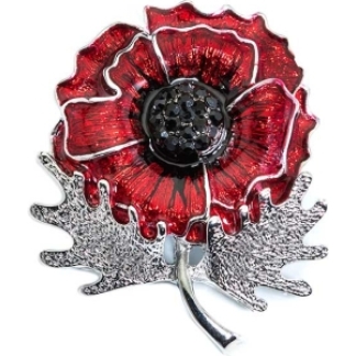Large poppy on stem Poppy Brooch (P1028)