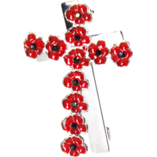 Two Crosses Poppy Brooch (P1048)
