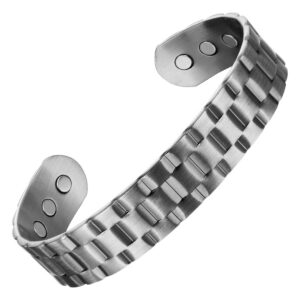 CMB38 COPPER MAGNETIC BRACELET - SILVER (6 MAGNETS)